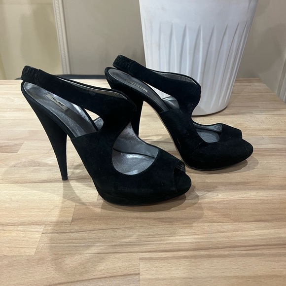 Miu Miu Shoes - Miu Miu Suede Slingback Sandals Peeptoe Heels size 39/ US 8.5